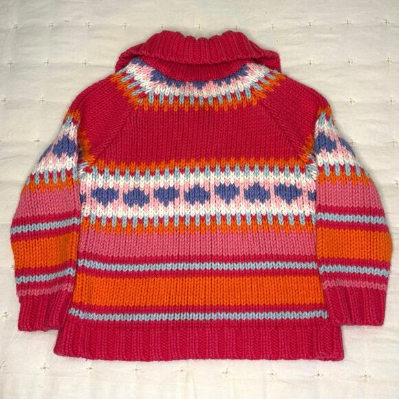 Vintage Old Navy Baby Fair Isle Cardigan Sweater Girls 18-24M | Bright Stripes - Picture 5 of 7